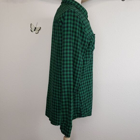 COPY - Hot Topic black and green checked plaid poly cotton blend - Picture 5 of 5